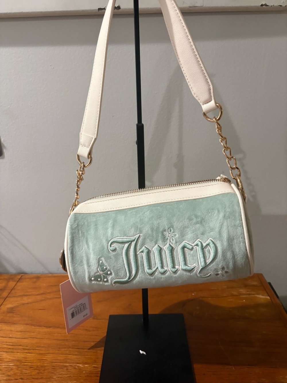 Juicy Couture Mint & Cream Embossed Logo Crossbody Bag